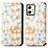 Leather Case Stands Fashionable Pattern Flip Cover Holder S02D for Motorola Moto G54 5G White