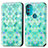 Leather Case Stands Fashionable Pattern Flip Cover Holder S02D for Motorola Moto G71 5G Green