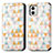 Leather Case Stands Fashionable Pattern Flip Cover Holder S02D for Motorola Moto G73 5G White