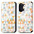 Leather Case Stands Fashionable Pattern Flip Cover Holder S02D for OnePlus Nord 3 5G White