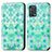 Leather Case Stands Fashionable Pattern Flip Cover Holder S02D for Oppo F19 Green