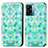 Leather Case Stands Fashionable Pattern Flip Cover Holder S02D for Oppo K10 5G India Green