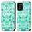 Leather Case Stands Fashionable Pattern Flip Cover Holder S02D for Oppo K9S 5G Green