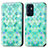 Leather Case Stands Fashionable Pattern Flip Cover Holder S02D for Oppo Reno6 5G Green