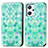 Leather Case Stands Fashionable Pattern Flip Cover Holder S02D for Oppo Reno7 A Green