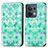 Leather Case Stands Fashionable Pattern Flip Cover Holder S02D for Oppo Reno8 5G Green