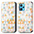 Leather Case Stands Fashionable Pattern Flip Cover Holder S02D for Realme 9 Pro+ Plus 5G White