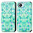 Leather Case Stands Fashionable Pattern Flip Cover Holder S02D for Realme C30 Green