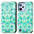 Leather Case Stands Fashionable Pattern Flip Cover Holder S02D for Realme C31 Green