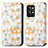 Leather Case Stands Fashionable Pattern Flip Cover Holder S02D for Realme GT2 Pro 5G White