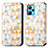 Leather Case Stands Fashionable Pattern Flip Cover Holder S02D for Realme Narzo 50 Pro 5G White