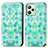 Leather Case Stands Fashionable Pattern Flip Cover Holder S02D for Realme Narzo 50A Prime Green