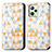 Leather Case Stands Fashionable Pattern Flip Cover Holder S02D for Realme Narzo 50A Prime White