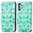 Leather Case Stands Fashionable Pattern Flip Cover Holder S02D for Samsung Galaxy A32 4G Green