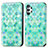 Leather Case Stands Fashionable Pattern Flip Cover Holder S02D for Samsung Galaxy A32 5G Green