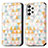 Leather Case Stands Fashionable Pattern Flip Cover Holder S02D for Samsung Galaxy A73 5G White