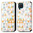 Leather Case Stands Fashionable Pattern Flip Cover Holder S02D for Samsung Galaxy M12 White