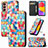 Leather Case Stands Fashionable Pattern Flip Cover Holder S02D for Samsung Galaxy M13 4G