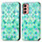 Leather Case Stands Fashionable Pattern Flip Cover Holder S02D for Samsung Galaxy M13 4G Green