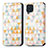 Leather Case Stands Fashionable Pattern Flip Cover Holder S02D for Samsung Galaxy M32 4G White