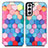 Leather Case Stands Fashionable Pattern Flip Cover Holder S02D for Samsung Galaxy S21 5G Blue