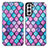 Leather Case Stands Fashionable Pattern Flip Cover Holder S02D for Samsung Galaxy S21 5G Purple