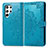 Leather Case Stands Fashionable Pattern Flip Cover Holder S02D for Samsung Galaxy S23 Ultra 5G Blue