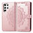 Leather Case Stands Fashionable Pattern Flip Cover Holder S02D for Samsung Galaxy S23 Ultra 5G Rose Gold