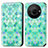 Leather Case Stands Fashionable Pattern Flip Cover Holder S02D for Sharp Aquos R8s Pro Green