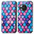 Leather Case Stands Fashionable Pattern Flip Cover Holder S02D for Sharp Aquos R8s Purple