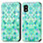Leather Case Stands Fashionable Pattern Flip Cover Holder S02D for Sharp Aquos wish3 Green