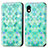Leather Case Stands Fashionable Pattern Flip Cover Holder S02D for Sony Xperia Ace III Green