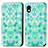 Leather Case Stands Fashionable Pattern Flip Cover Holder S02D for Sony Xperia Ace III SOG08 Green