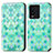 Leather Case Stands Fashionable Pattern Flip Cover Holder S02D for Vivo iQOO 9T 5G Green