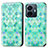 Leather Case Stands Fashionable Pattern Flip Cover Holder S02D for Vivo iQOO Z6 Lite 5G Green