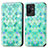 Leather Case Stands Fashionable Pattern Flip Cover Holder S02D for Vivo iQOO Z6x Green