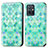 Leather Case Stands Fashionable Pattern Flip Cover Holder S02D for Vivo T1 5G India Green