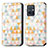 Leather Case Stands Fashionable Pattern Flip Cover Holder S02D for Vivo T1 5G India White