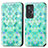 Leather Case Stands Fashionable Pattern Flip Cover Holder S02D for Vivo X70 5G Green