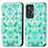 Leather Case Stands Fashionable Pattern Flip Cover Holder S02D for Vivo X70t Green