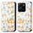 Leather Case Stands Fashionable Pattern Flip Cover Holder S02D for Vivo Y35 4G