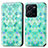 Leather Case Stands Fashionable Pattern Flip Cover Holder S02D for Vivo Y35 4G Green