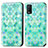 Leather Case Stands Fashionable Pattern Flip Cover Holder S02D for Vivo Y3s (2021) Green