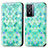 Leather Case Stands Fashionable Pattern Flip Cover Holder S02D for Vivo Y76 5G Green