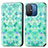 Leather Case Stands Fashionable Pattern Flip Cover Holder S02D for Xiaomi Poco C55 Green