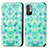 Leather Case Stands Fashionable Pattern Flip Cover Holder S02D for Xiaomi POCO M3 Pro 5G Green