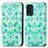 Leather Case Stands Fashionable Pattern Flip Cover Holder S02D for Xiaomi Redmi Note 9 4G Green