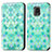 Leather Case Stands Fashionable Pattern Flip Cover Holder S02D for Xiaomi Redmi Note 9S Green