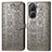Leather Case Stands Fashionable Pattern Flip Cover Holder S03D for Asus Zenfone 9 Gray