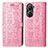 Leather Case Stands Fashionable Pattern Flip Cover Holder S03D for Asus Zenfone 9 Pink